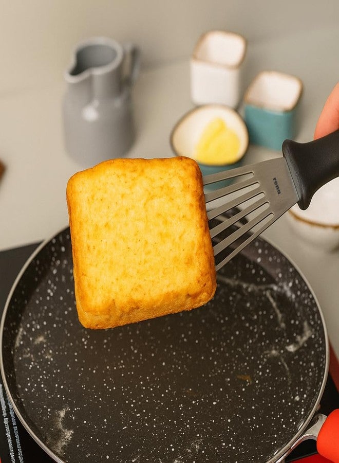 Rena Flexible Slotted Turner for Kitchen Use Nonstick Head for Flipping and Scraping, Thin Flexible Edge with Angled Tip and Long Slots for Oil Drainage Ideal for Daily Cooking - Image 2